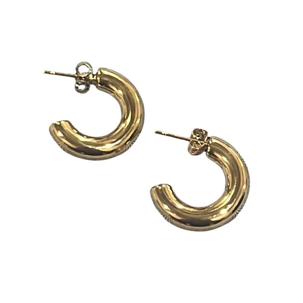 Chunky Gold Hoop Earrings for Women 14K Gold Plated Hypoallergenic Earrings NEW - Picture 3 of 4